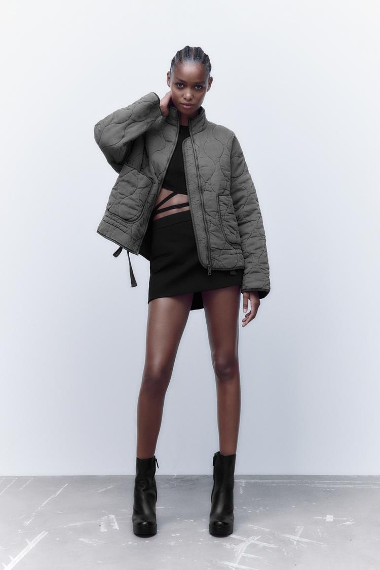 QUILTED JACKET WITH POCKETS Gray ZARA United States